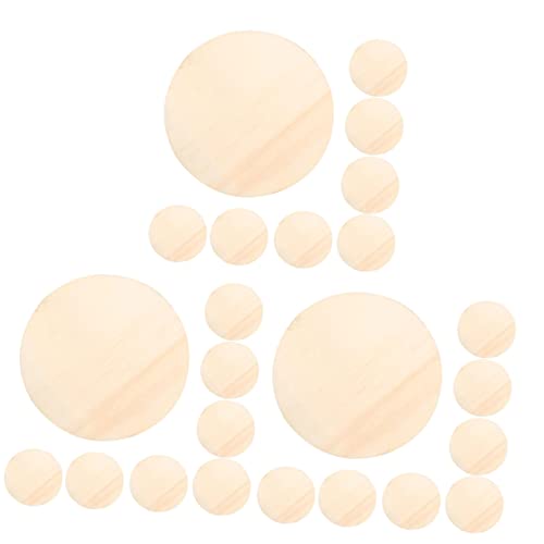 DECHOUS 30 Pcs Round Wooden Plate Pendant Unfinished Easter Tree Circles Unfinished Wood Rounds Unfinished Wood Crafts Round Disc Cutouts Blank Wood DECHOUS