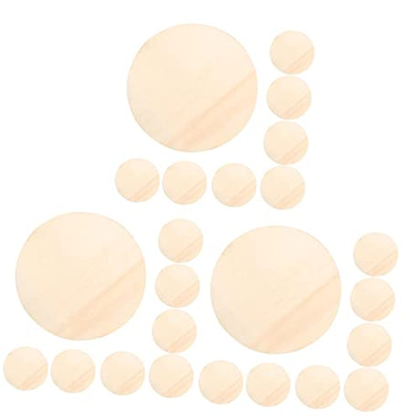 DECHOUS 30 Pcs Round Wooden Plate Pendant Unfinished Easter Tree Circles Unfinished Wood Rounds Unfinished Wood Crafts Round Disc Cutouts Blank Wood DECHOUS