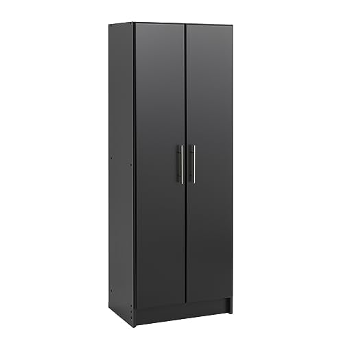 Prepac Elite 24" Storage Cabinet, Black Storage Cabinet, Bathroom Cabinet, Pantry Cabinet with 3 Shelves 16" D x 24" W x 65" H, BES-2464