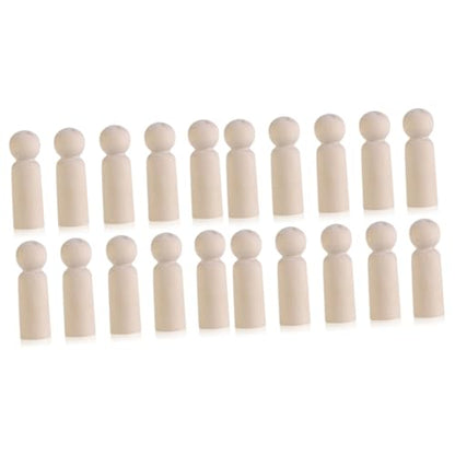 EXCEART 20 Pcs Wooden Peg Doll Peg People Kit Unfinished Wooden Figurines Wooden Peg Figures Wood Doll Figures Peg Dolls DIY Blank Peg People Blank - WoodArtSupply