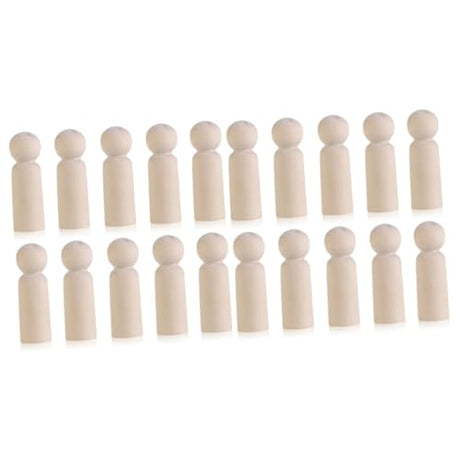 EXCEART 20 Pcs Wooden Peg Doll Peg People Kit Unfinished Wooden Figurines Wooden Peg Figures Wood Doll Figures Peg Dolls DIY Blank Peg People Blank EXCEART