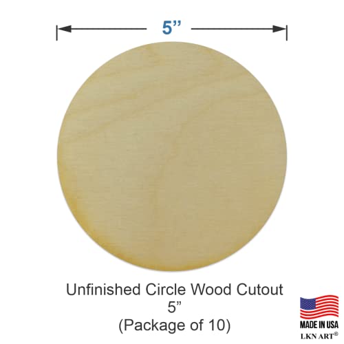 Unfinished Circle Wood Cutout Available in a Variety of Sizes and Thicknesses (1/4" Thick, 5 Inch (Package of 10)) - WoodArtSupply