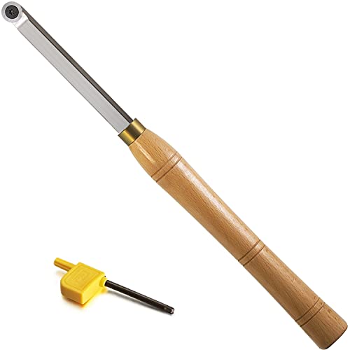 Finisher Woodturning Lathe Carbide Tipped Bended Chisel Tool with 16mm Round Carbide Insert, 16 inch Length Dirtech