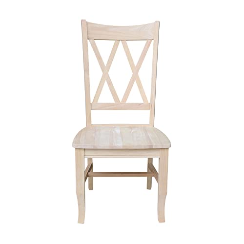 International Concepts Set of Two Double X-Back Dining Chair, 19.9"W x 22"D x 41.3"H, Wood Unfinished IC International Concepts