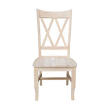 International Concepts Set of Two Double X-Back Dining Chair, 19.9"W x 22"D x 41.3"H, Wood Unfinished IC International Concepts
