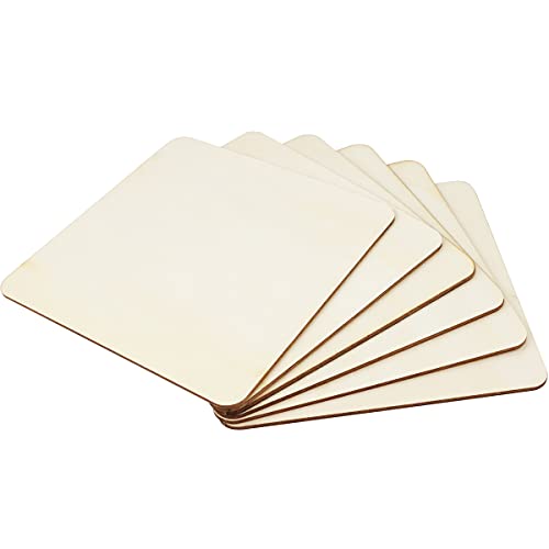 TKOnline 25Pcs 6 x 6 Inches Unfinished Basswood Sheets for Crafts, Wood Squares for DIY Craft Projects, Square Plywood Sheets for Wood Burning, Laser