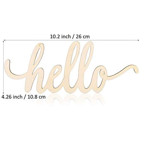 JANOU Hello Wood Sign Wall Decorative Letters DIY Words Cutout Unfinished Wooden Sign with Rope for Door Art Home Decoration JANOU