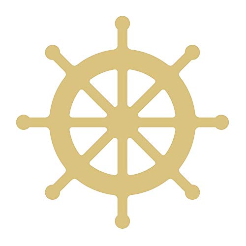 Ship Wheel Cutout Unfinished Wood Nautical Boating Ocean Door Hanger MDF Shape Canvas Style 4 (12") Diverse Woodworking
