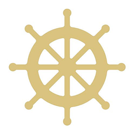 Ship Wheel Cutout Unfinished Wood Nautical Boating Ocean Door Hanger MDF Shape Canvas Style 4 (12") Diverse Woodworking