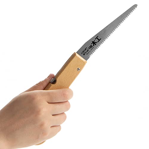 KAKURI Japanese Pull Saw Folding 4" for Woodworking, Razor Sharp Japanese Steel Blade, Mini Pocket Hand Saw for Wood, Crafts, Hobby, Foldable Wood KAKURI
