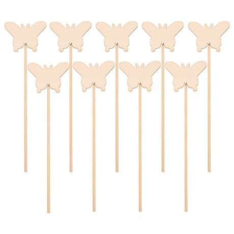 EXCEART 10pcs DIY Wood Material Girl Star Jewelry Kids Toys Unfinished Puzzle Crafts Wedding Sign Hand DIY Kits Wedding Favors Wand DIY Painting Toy EXCEART