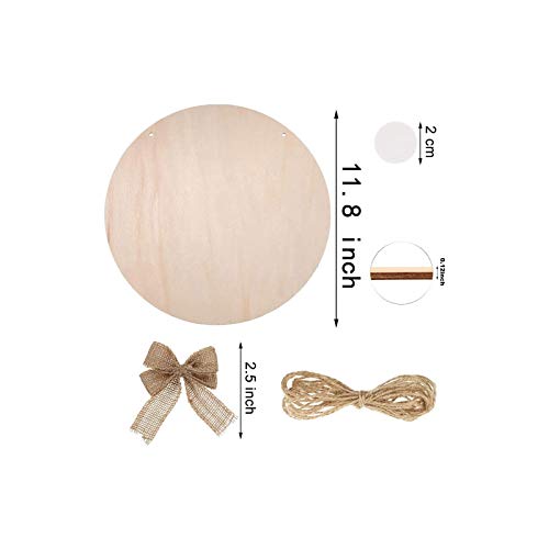 3 Pieces Wood Circles Sign for Crafts Unfinished Blank Wooden Slices Wood Hanging Sign Front Door Decor with Twine,Decoration Bow and Transparent - WoodArtSupply