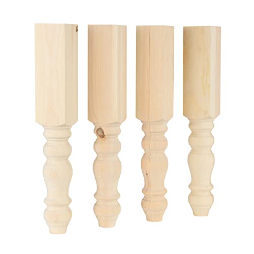 CAROLINA LEG CO. Chunky Farmhouse End Table Legs - Unfinished - DIY Furniture - Turned Legs - Set of 4 - Dimensions: 3.5" x 23" CAROLINA LEG CO.