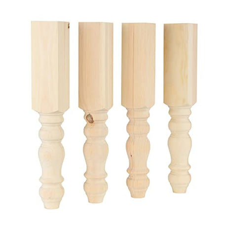 CAROLINA LEG CO. Chunky Farmhouse End Table Legs - Unfinished - DIY Furniture - Turned Legs - Set of 4 - Dimensions: 3.5" x 23" CAROLINA LEG CO.