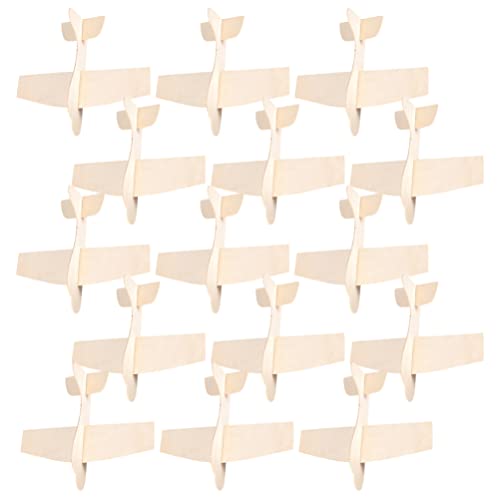 Toyvian 20pcs Unfinished Wooden Plane Model Toy Airplane Craft Wood Airplane for Painting, DIY Wood Airplane Toys for School Craft Projects or Family Toyvian