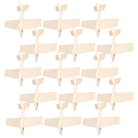 Toyvian 20pcs Unfinished Wooden Plane Model Toy Airplane Craft Wood Airplane for Painting, DIY Wood Airplane Toys for School Craft Projects or Family Toyvian