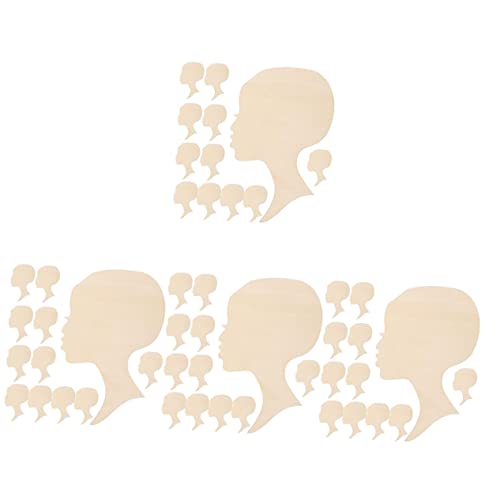 Toddmomy 48 Pcs Painting Wood Chips Hanging Wood Cutouts Wooden plaques Wooden Silhouette Heads Unfinished Wood Cutout Wooden Wreath Cutout DIY Toddmomy