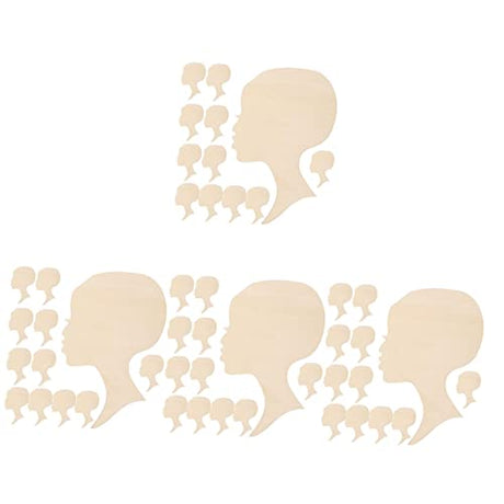 Toddmomy 48 Pcs Painting Wood Chips Hanging Wood Cutouts Wooden plaques Wooden Silhouette Heads Unfinished Wood Cutout Wooden Wreath Cutout DIY Toddmomy