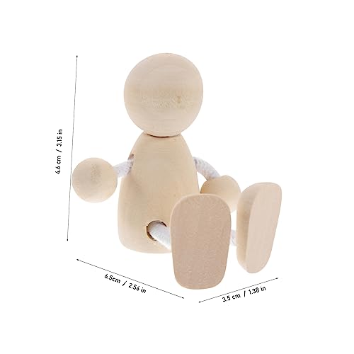 4pcs Unfinished Dolls Pegs Plain Peg Dolls Doll Pegs Peg Doll for Crafts Unfinished Peg People DIY Peg Dolls Puzzle Toys Puppets for Shelf Decor Wood Ciieeo