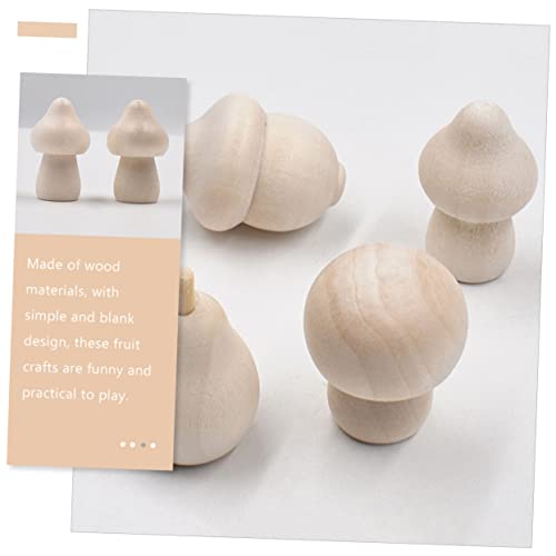 DECHOUS 40pcs Wooden Fruit Ornaments Wooden Mushroom Crafts DIY Unfinished Mushroom Natural Unfinished Mushrooms DIY Mushroom Graffiti Wooden Toy DECHOUS