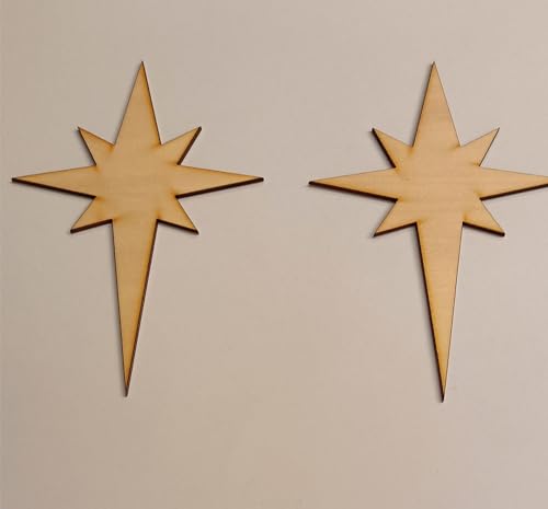 Set of 15 North Star Wood Blanks,Nativity Bethlehem Unfinished Wood Sta for Craft Supplies (4'') RUIXUAN