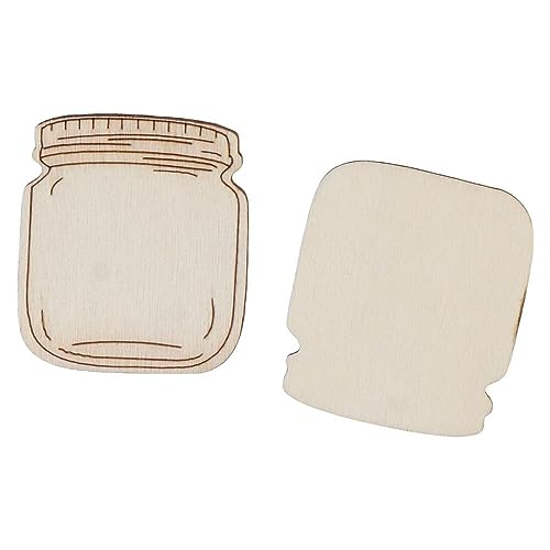 Uniquer 100Pcs Wooden Mason Jar Shape Cutouts Wooden Pieces Craft DIY,Log Color Home Decoration Art,Unfinished Wooden Crafts Uniquer