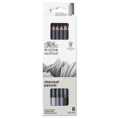 Winsor & Newton 0490025 Studio Collection, 6 Count (Pack of 1), Charcoal Pencils - WoodArtSupply