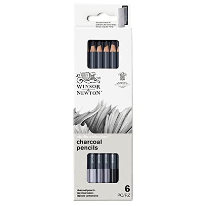 Winsor & Newton 0490025 Studio Collection, 6 Count (Pack of 1), Charcoal Pencils - WoodArtSupply