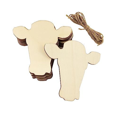 32 Pack Wood Cow Head Door Hanger Cutouts Unfinished Wooden Cow Head Door Hanger Ornaments DIY Cow Head Tags for Home Party Decoration Craft Project - WoodArtSupply