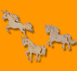 3 Pieces Unicorn Wood Cutout Shapes for Crafts, Unfinished Wood Crafts, Wood Planks for Crafts, Wood Shapes, Craft Wood, Home and Room Decor, Sign Generic