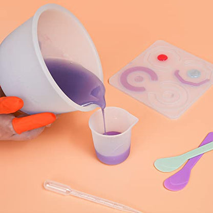 Silicone Resin Measuring Cups Tool Kit, Non-Stick Large Silicone Bowls for Epoxy Resin, Reusable 600&100ml Silicone Mixing Cup with Stir Sticks, Pipettes, Epoxy Resin Supplies, Molds, Jewelry Making
