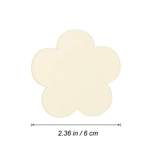 Artibetter 10pcs Unfinished Wooden Plum Flower Shape Cutout Discs for DIY Craft - 6cm ARTIBETTER