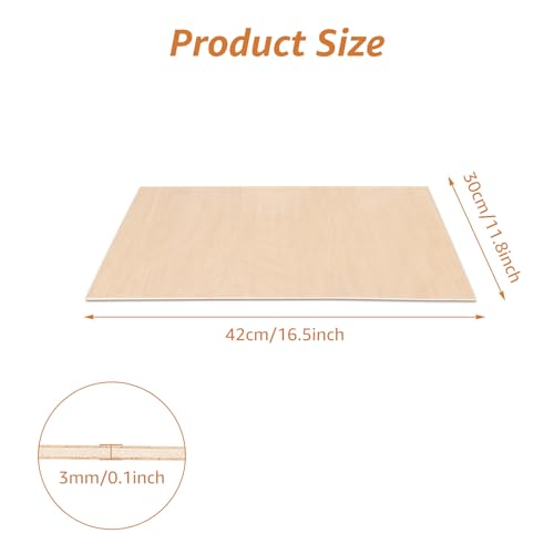 10Pcs 16 x 12 x 1/8 Inch Baltic Birch Plywood Sheets Unfinished Plywood Sheet for Arts and Crafts, Painting, Pyrography, Wood Engraving, Wood
