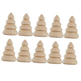 Tofficu 10pcs Wood Tree Wooden Peg Figures Unfinished Wood Christmas Tree Wooden Peg Dolls People Tree Figurine Model Paintable Wood Tree Wood Peg Tofficu