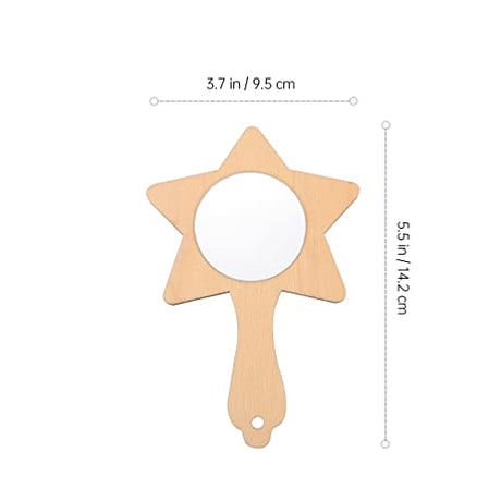 Kisangel Travel Accessories Travel Accessories 8pcs DIY Wood Mirror Handheld Wooden Craft Mirrors Unfinished Wood Handheld Mirror for Kids DIY Kisangel