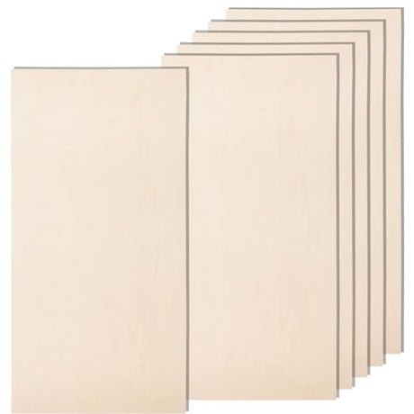 6 Pack 12 x 24 x 1/4 Inch-6mm Thick Basswood Sheets for Crafts Unfinished Plywood Sheets Rectangular Wood Panel Boards for DIY Laser Project, Wood AWIZOM