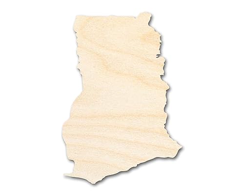Unfinished Wood Ghana Country Shape - West African Craft - up to 36" DIY 18" / 1/8" 24 Hour Crafts