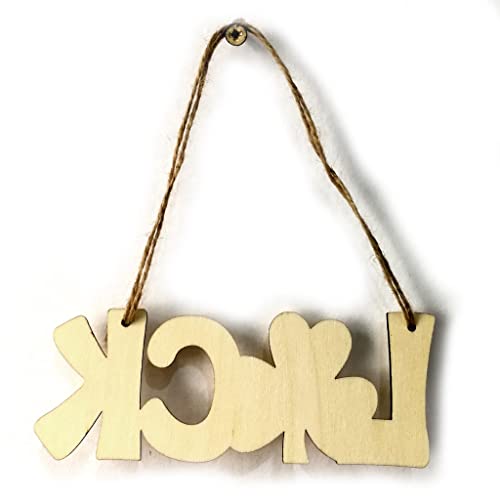 4 Pieces St. Patrick's Day Blank Wooden Ornament, Unfinished Hanging Shamrock Wooden Pendant, Clover Shaped Wood Embellishments with Twines for Irish Attria