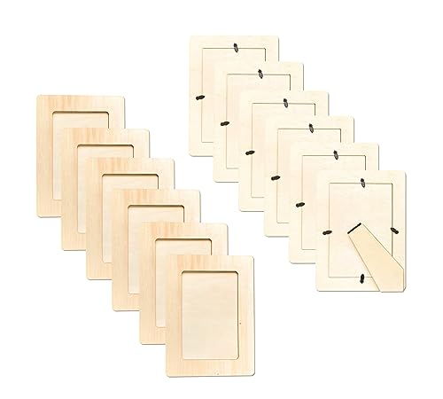 12 Pack Unfinished Wooden Frames Wood Picture Frame for 4 x 6 Photos - WoodArtSupply