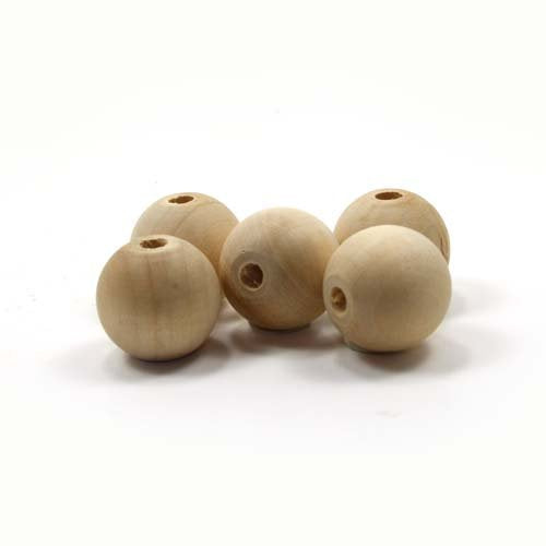 Mylittlewoodshop - Pkg of 12 - Bead Round - 3/4 inches in Diameter and 5/32 Hole Unfinished Wood(WW-BE1070-12) Unique Wood Shapes