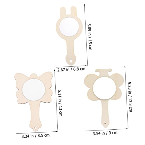 Kisangel 18 Pcs Small Wooden Mirror Natural Mirrors Ornament Unfinished Wooden Handheld Mirror Wood Hand Mirror Unpainted Handheld Mirror DIY Wood Kisangel