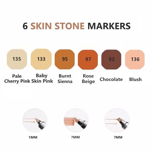 6 Colors Skin Tone Alcohol Markers Set, Skin, Wood, Earth Colors Dual Tips Art Markers Drawing Sketched Double Tipped Markers for Adults Beginner