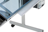 Studio Designs Vision Craft and Drawing Station - 35.5" W by 23.75" D Silver-Blue Glass Top Drafting Table with Pencil Drawers, Side Trays, & SD Studio Designs