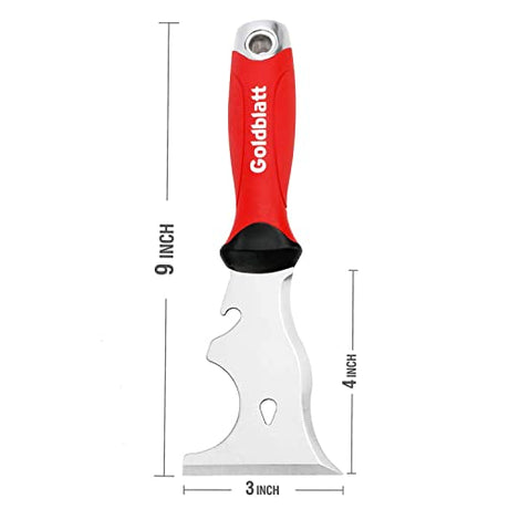 Goldblatt 2 Pieces 9-in-1 Paint Scraper Tools - Heavy Duty Stainless Steel Painters Tool With Metal Hammer End, Putty Knife Finishing Tools, Heavy Goldblatt