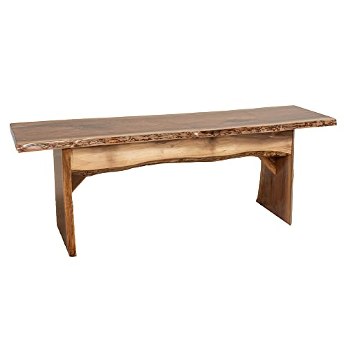 Live Edge Wooden Bench – Solid Wood Dining Bench – Rustic Home Décor Furniture – Natural Edge Wooden Slab Bench (4' Long, Walnut Wood with Clear Rustic Red Door Co.