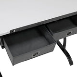 SD STUDIO DESIGNS Core 2 Pc Craft Center-35.5" W Angle Adjustable Cloth Drawers, Side Shelf and Stool Drafting Table, Gunmetal Gray/White SD STUDIO DESIGNS