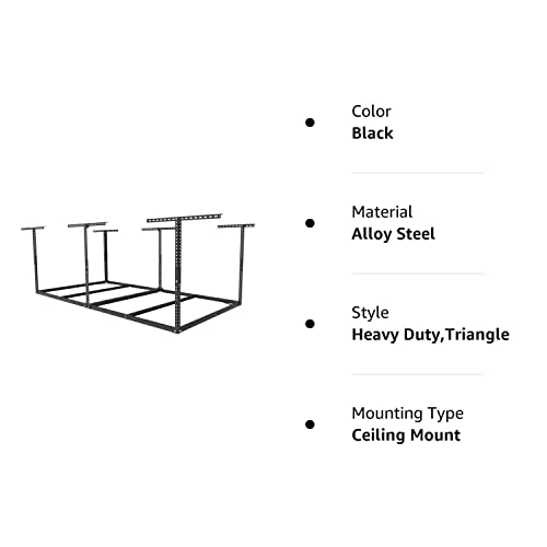 FLEXIMOUNTS 4x8 Overhead Garage Storage Rack without Decking,Garage Storage Organization System,Heavy Duty Metal Garage Ceiling Storage Racks,600lbs - WoodArtSupply