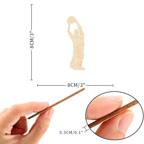 Basketball Wood Craft Unfinished Wooden Cutout Art DIY Wooden Sign Inspirational Wall Plaque Classic Hanging Wall Signs Decor for Home Living Room WoodArtSupply