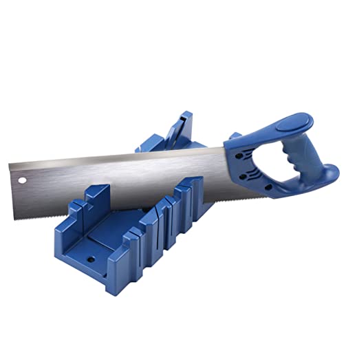 Miter Saw, Mitre Box Set, Saw & Clamping Box, Steel Angle Cutting Miter Saw Cabinet Kit 45° for Wood and Soft Metal Naroote