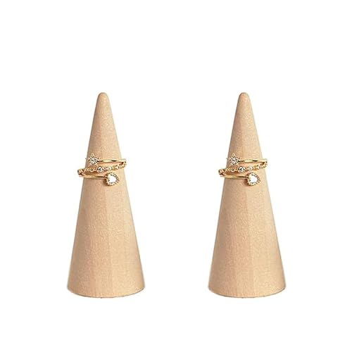 10pcs Unfinished Wooden Craft Cones Wood Cone Ring Holder Unpainted Finger Jewelry Display Stand Organizer for DIY Crafts Painting 2. 5x5cm